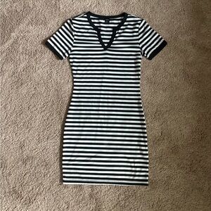 Black and White Striped Mini Dress